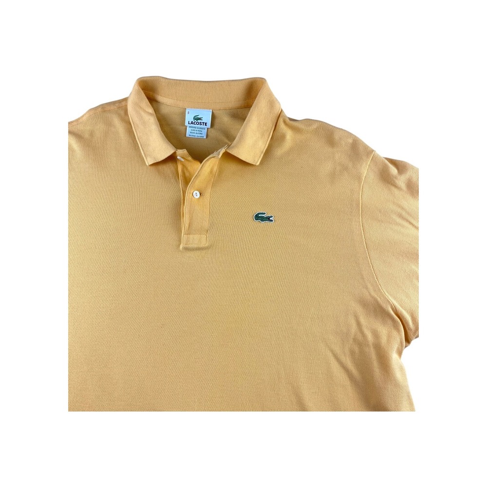 Lacoste Short Sleeve Polo Shirt Mens Orange Classic Fit Crocodile Logo Size 8‎